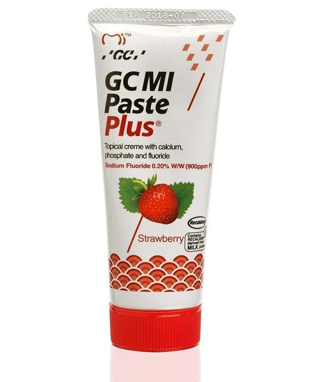 GC Mi Paste Plus Recaldent dantų kremas su fluoru, braškių skonio, 35 ml