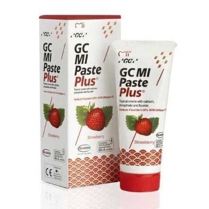 GC Mi Paste Plus Recaldent dantų kremas su fluoru, braškių skonio, 35 ml