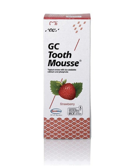 Remineralizuojantis dantų kremas be fluoro GC Tooth Mousse Recaldent, braškių skonio, 35 ml
