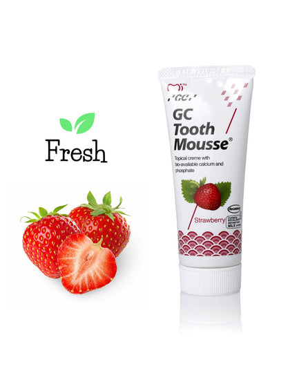 Remineralizuojantis dantų kremas be fluoro GC Tooth Mousse Recaldent, braškių skonio, 35 ml