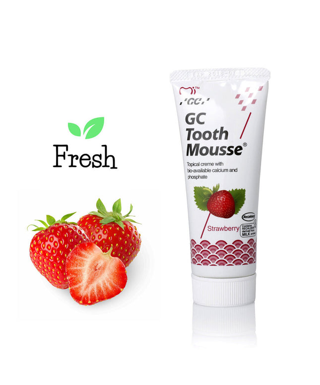Remineralizuojantis dantų kremas be fluoro GC Tooth Mousse Recaldent, braškių skonio, 35 ml