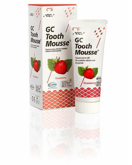 Remineralizuojantis dantų kremas be fluoro GC Tooth Mousse Recaldent, braškių skonio, 35 ml