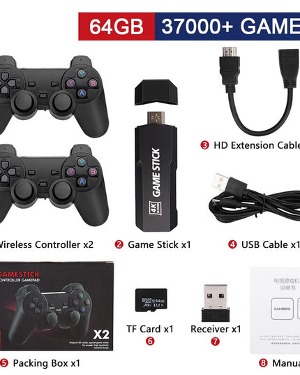 GD10 Video Game Stick 4K Console 2.4G Double Wireless Controller 40000 Games 128GB Retro Games for PS1/GBA Boy Christmas Gift
