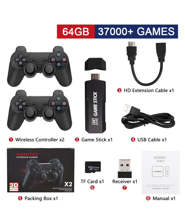 GD10 Video Game Stick 4K Console 2.4G Double Wireless Controller 40000 Games 128GB Retro Games for PS1/GBA Boy Christmas Gift