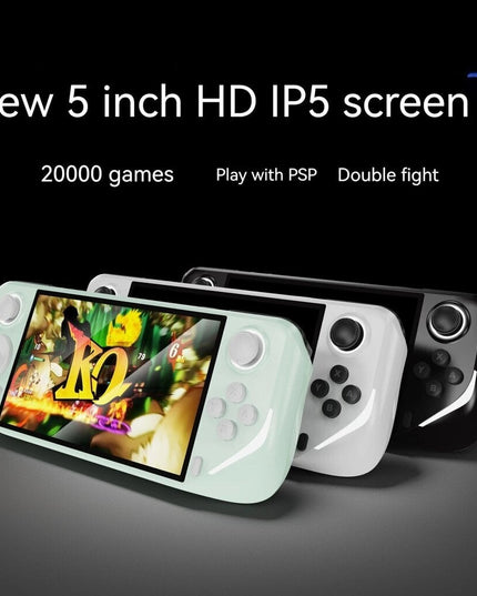 Delninė žaidimų konsolė HappyJoe E6, 5 colių LCD, 4GB+64GB, su 10000 žaidimų