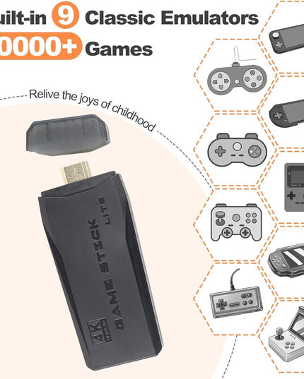 Belaidė retro TV žaidimų konsolė HappyJoe Plug&Play, su 20000 žaidimų, 4K HDMI, 64GB