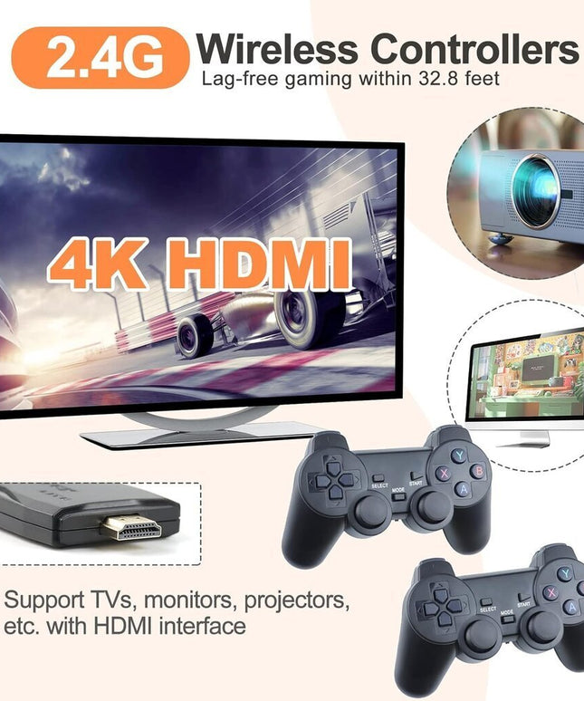 Žaidimų konsolė HappyJoe Plug & Play, 4K HDMI, 128GB, su 40000 žaidimų