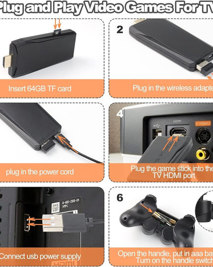 Belaidė retro TV žaidimų konsolė HappyJoe Plug&Play, su 20000 žaidimų, 4K HDMI, 64GB
