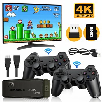 Žaidimų konsolė HappyJoe Plug & Play, 4K HDMI, 128GB, su 40000 žaidimų