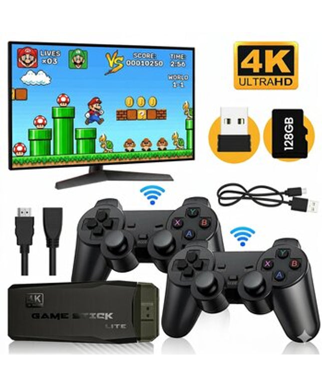 Žaidimų konsolė HappyJoe Plug & Play, 4K HDMI, 128GB, su 40000 žaidimų