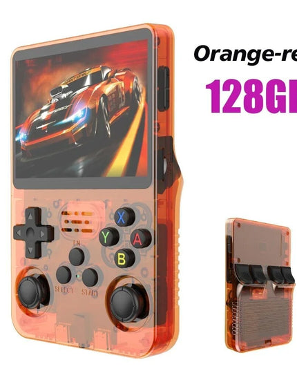 Žaidimų konsolė HappyJoe R36S, 128GB, oranžinė, su 20000 žaidimų