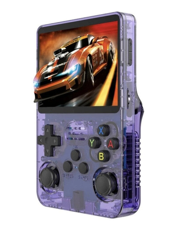 Retro žaidimų konsolė HappyJoe R36S, 128GB, violetinė, su 20000 žaidimų