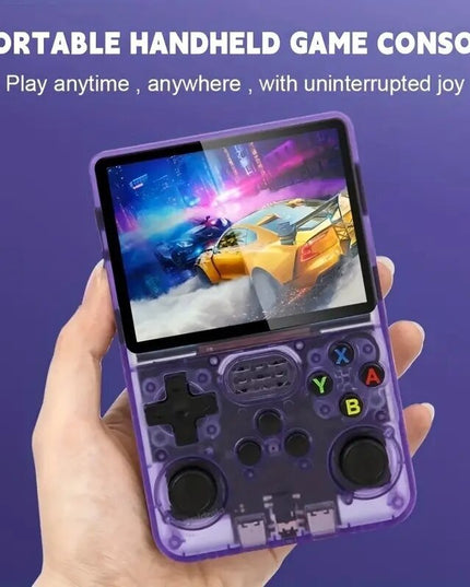 Retro žaidimų konsolė HappyJoe R36S, 64GB, violetinė, su 10000 žaidimų