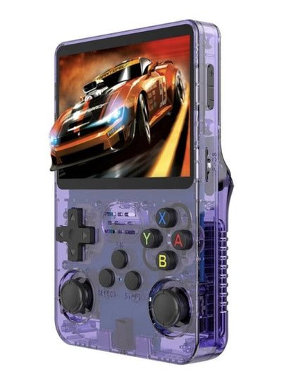 Retro žaidimų konsolė HappyJoe R36S, 64GB, violetinė, su 10000 žaidimų