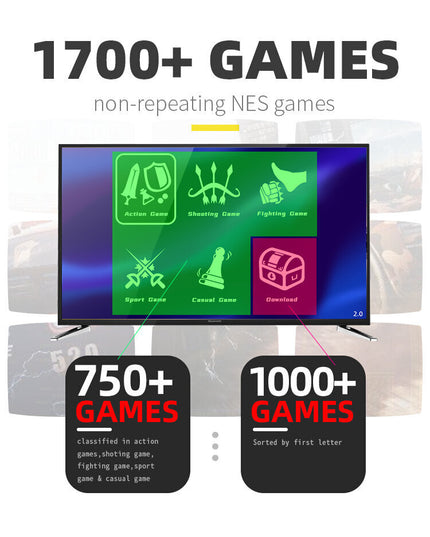 Belaidė klasikinių TV žaidimų konsolė HappyJoe Y2HD Plus, su 1800 žaidimų