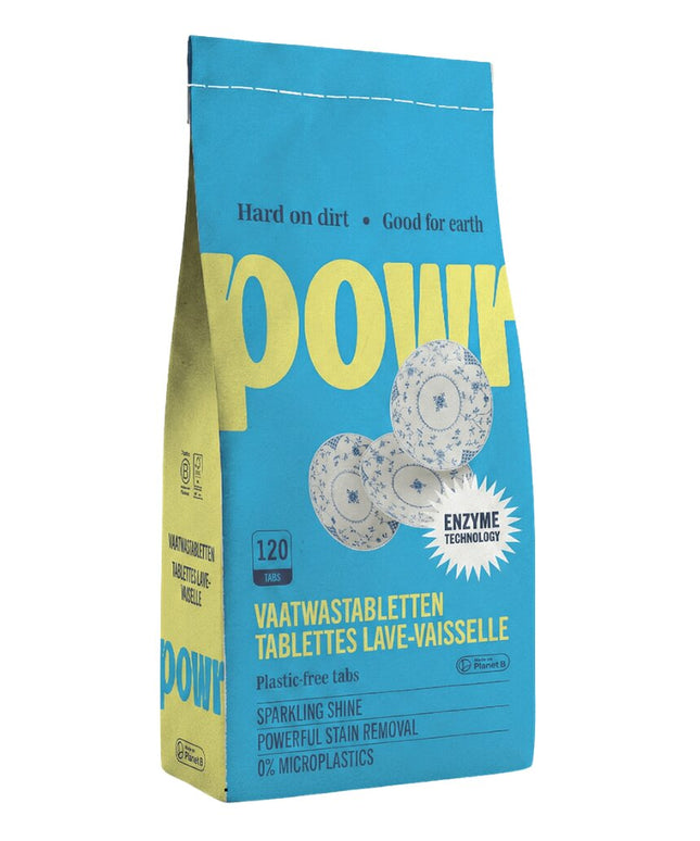 Ekologiškos indaplovių tabletės POWR, be mikroplastiko, natūralios sudėties, be agresyvių chemikalų, 120 vnt