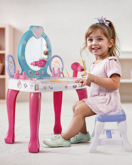 Kosmetinio staliuko ir kėdutės komplektas Unicorn Dolu, 71 cm, su 12 priedų, 2568