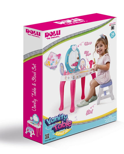 Kosmetinio staliuko ir kėdutės komplektas Unicorn Dolu, 71 cm, su 12 priedų, 2568