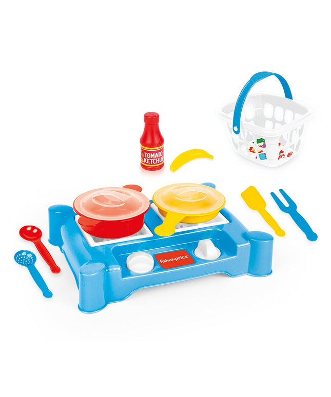 Mini viryklės rinkinys su priedais Dolu Fisher Price, 1822, mėlynas
