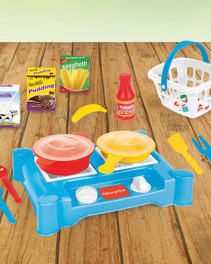 Mini viryklės rinkinys su priedais Dolu Fisher Price, 1822, mėlynas