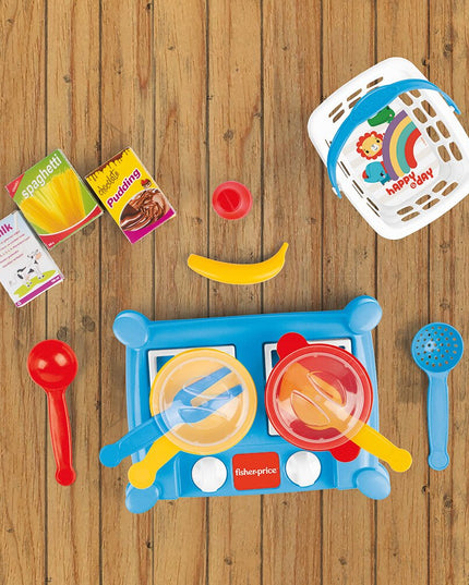 Mini viryklės rinkinys su priedais Dolu Fisher Price, 1822, mėlynas