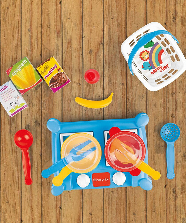 Mini viryklės rinkinys su priedais Dolu Fisher Price, 1822, mėlynas