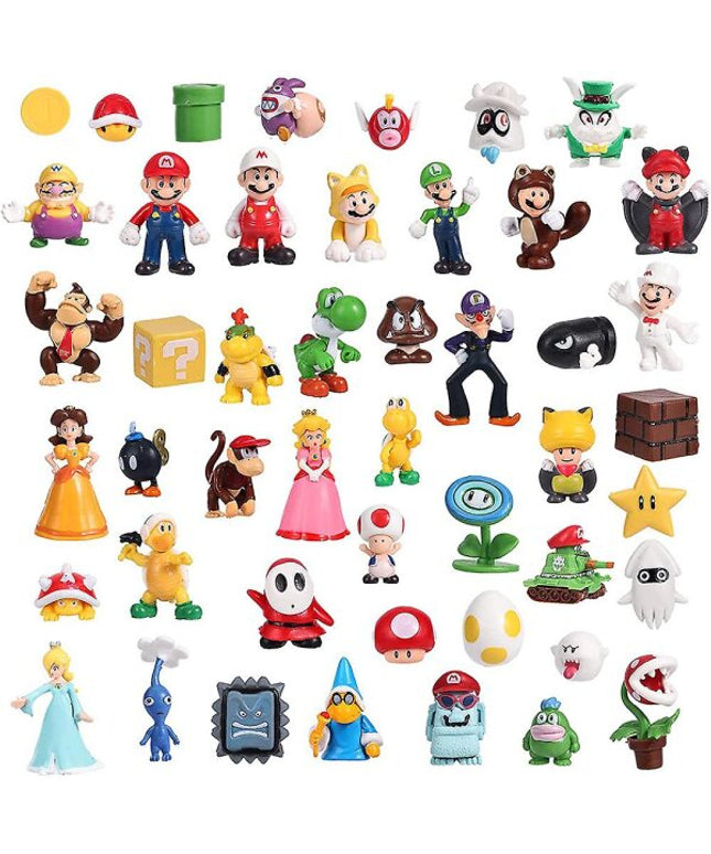 48 vnt Super Mario Bros minifigūrėlės žaislai lėlės veiksmo figūrėlės kolekcionuojami modeliai, papuošalai gimtadienio torto papuošimui, dovana[HK]