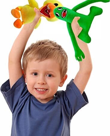 Minkštas pliušinis žaislas Rainbow friends, žaliasis ilgarankis, 30 cm