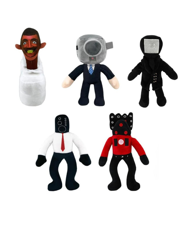 Minkštų žaislų rinkinys HappyJoe Skibidi Toilet 5 vnt, 25cm