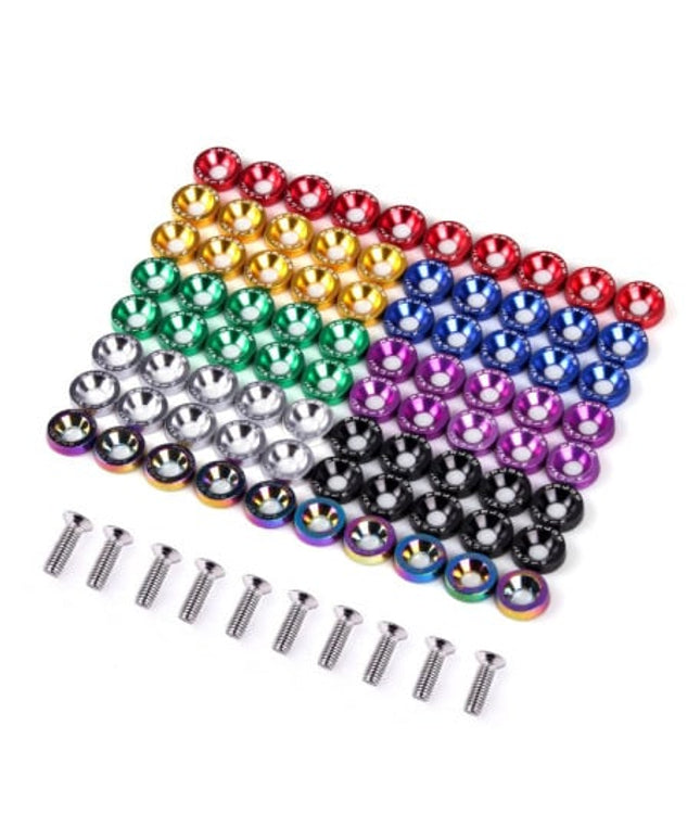 Plastikinės varžtų poveržlės M5 (M6) 10vnt + M6 15mm varžtai (10 vnt.), žalia
