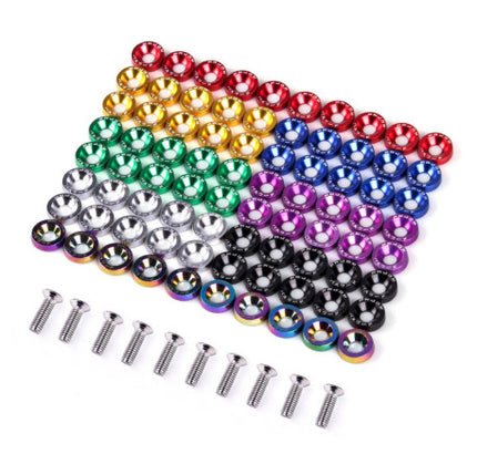 Plastikinės varžtų poveržlės M5 (M6) 10vnt + M6 15mm varžtai (10 vnt.), geltona
