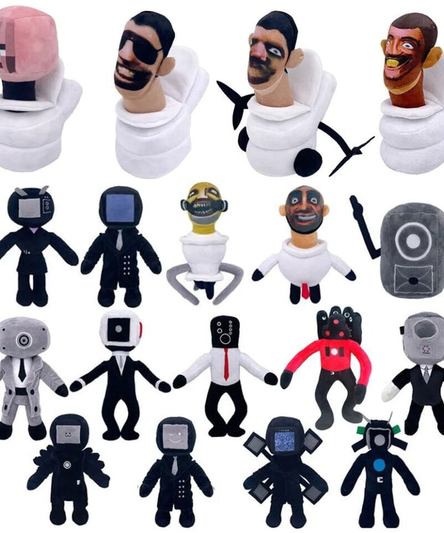 Pliušinis žaislas HappyJoe Skibidi toilet, su akiniais, 23 cm