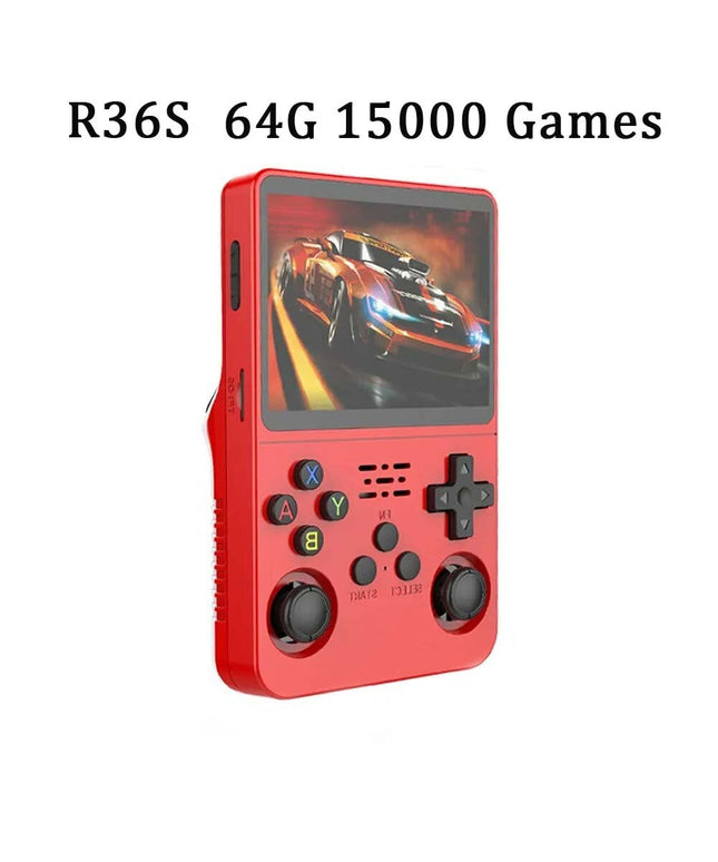 Atvirojo kodo Retro žaidimo konsolė R36S, raudona, 64g, su 15000 žaidimų