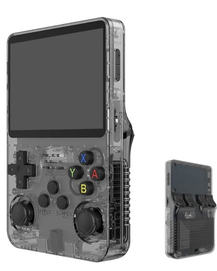 R36S Retro vaizdo delninė žaidimų konsolė, skirta 64G ir 1500 klasikiniams žaidimams, juoda