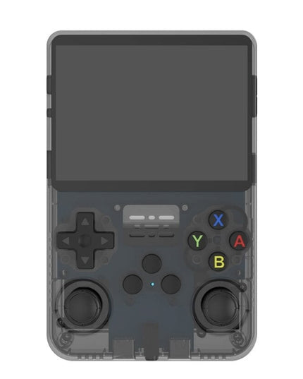 R36S Retro vaizdo delninė žaidimų konsolė, skirta 64G ir 1500 klasikiniams žaidimams, juoda