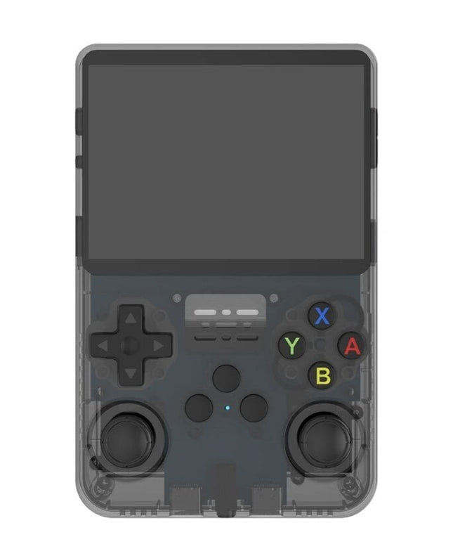 R36S Retro vaizdo delninė žaidimų konsolė, skirta 64G ir 1500 klasikiniams žaidimams, juoda