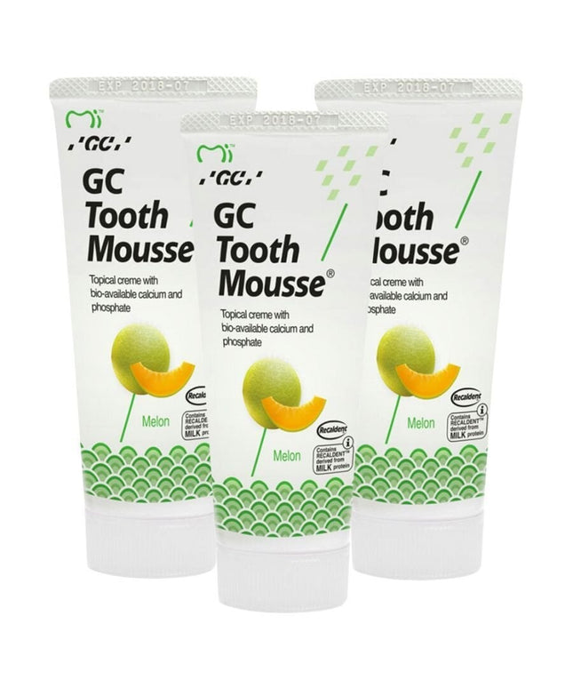 Remineralizuojanti dantų pasta be fluoro GC Mousse Melon, melionų skonio, 35 ml, 3 vnt