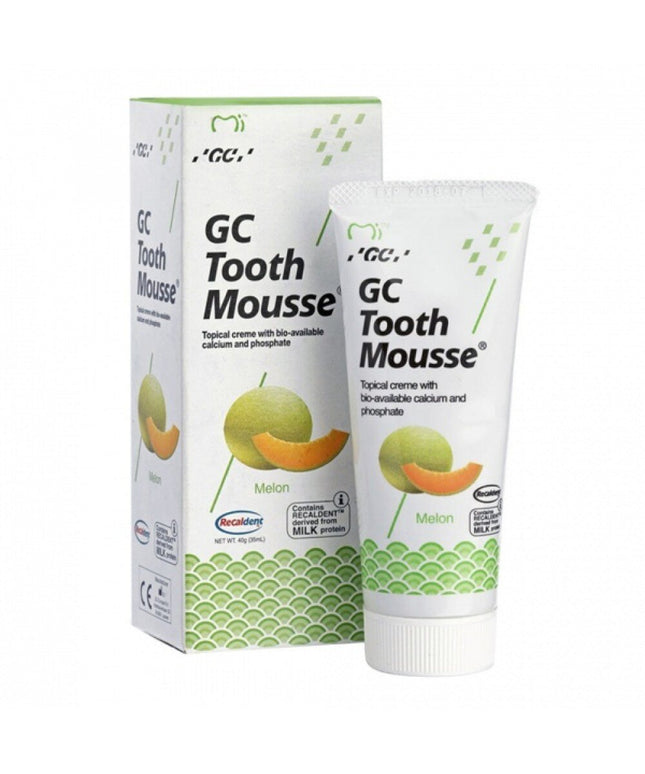 Remineralizuojantis dantų kremas be fluoro, melionų skonio GC Tooth Mousse Recaldent, 35 ml