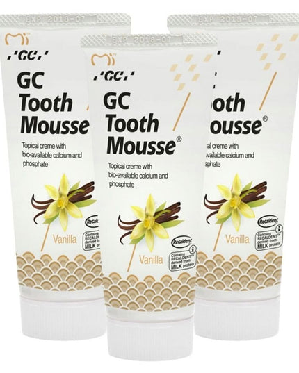 Remineralizuojanti dantų pasta be fluoro GC Mousse Vanilla, vanilės skonio, 35 ml, 3 vnt