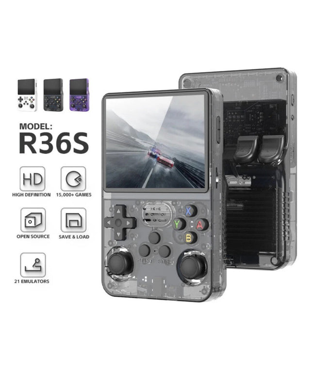 Retro TV žaidimų konsolė HappyJoe R36S, 64GB, juoda