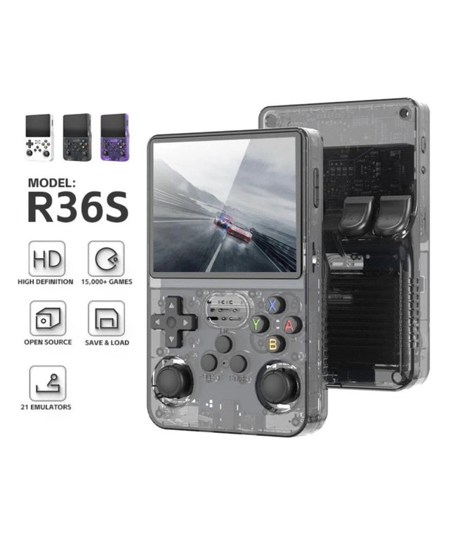 Retro TV žaidimų konsolė HappyJoe R36S, 64GB, juoda