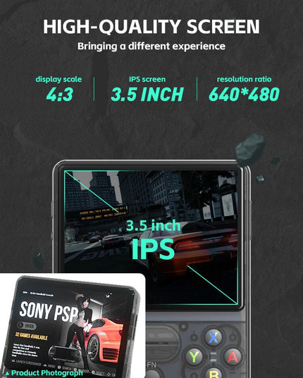 Retro TV žaidimų konsolė HappyJoe R36S, 64GB, juoda