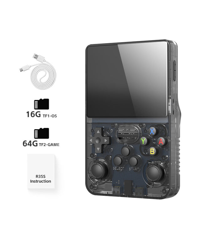 Retro TV žaidimų konsolė HappyJoe R36S, 64GB, juoda