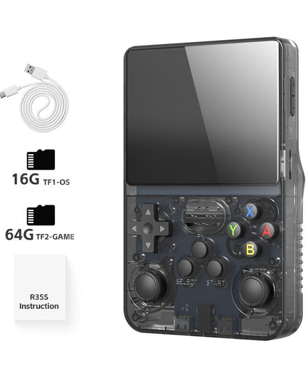 Retro TV žaidimų konsolė HappyJoe R36S, 64GB, juoda