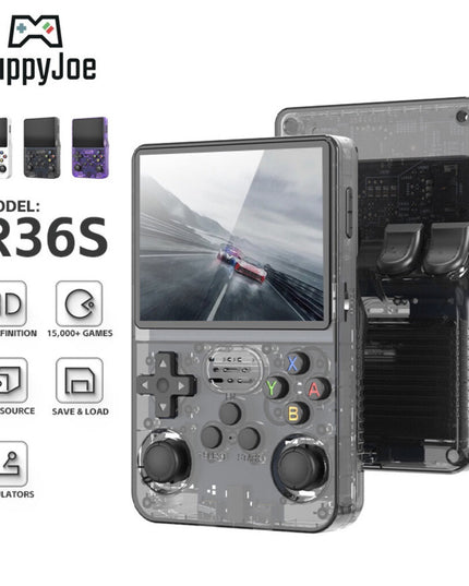 Retro TV žaidimų konsolė HappyJoe R36S, 64GB, juoda