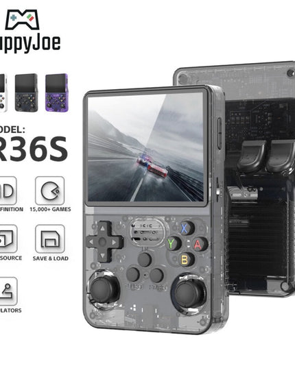 Retro TV žaidimų konsolė HappyJoe R36S, 64GB, juoda