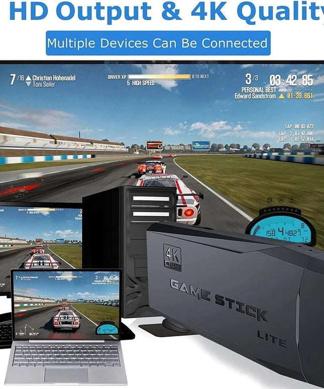 Retro vaizdo žaidimų konsolė 2.4G Game Stick 4k, su 20000 žaidimų