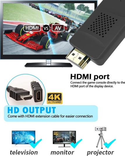 Retro žaidimų konsolė HappyJoe 4K HDMI HD, su 1800 žaidimų