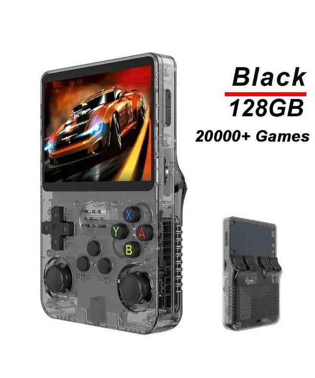 Retro žaidimų konsolė R36S, juoda, 128GB, su 20000 žaidimų