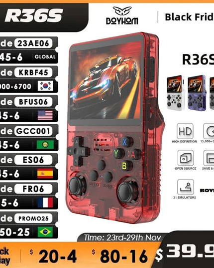 Retro žaidimų konsolė: R36S Linux sistema, 3,5 colių IPS ekranas - Balta-64G